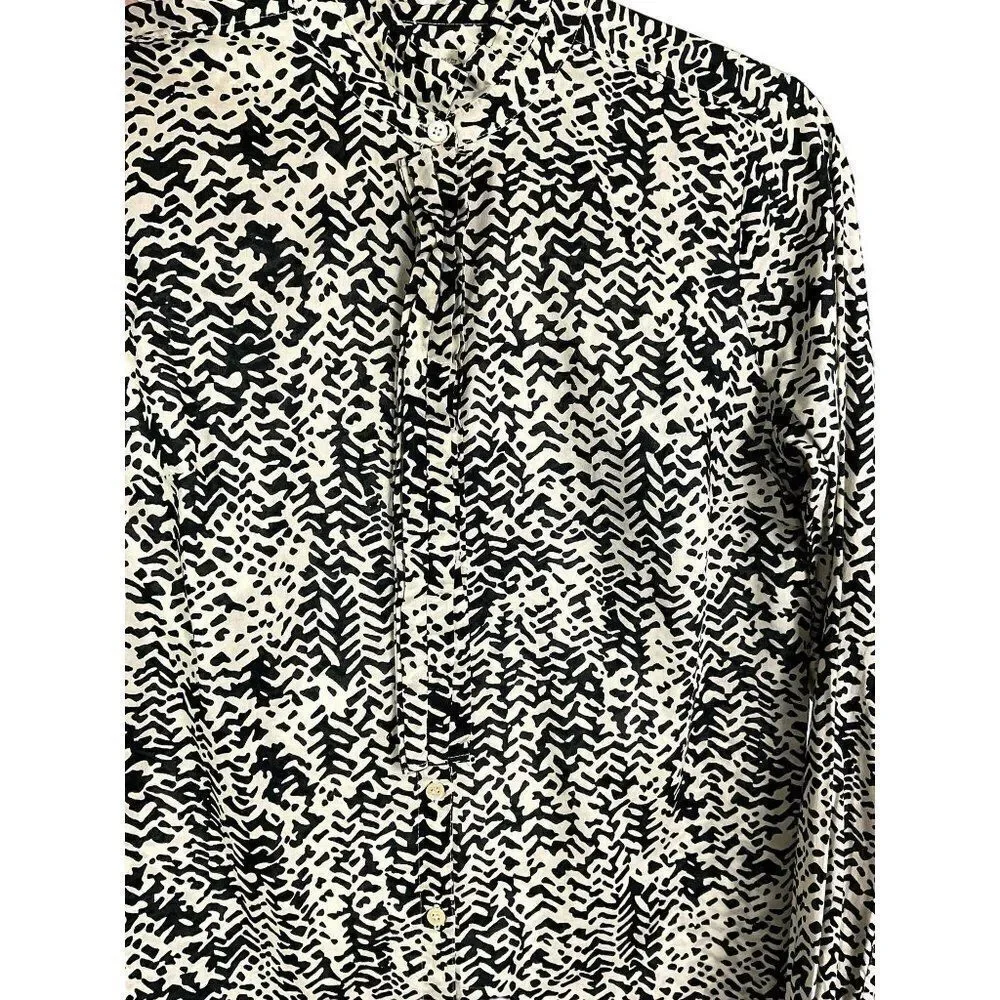 J. Crew Strada Fan Placket Perfect Shirt, Black/Cream, 100% Cotton, size 4 - Picture 8 of 13